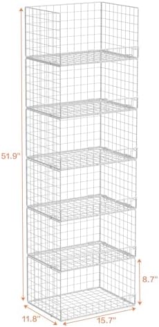 Yociyoga 6-Tier Stackable Closet Organizers and Storage Shelves, Closet Shelf Organizer Basket Bins, Foldable Sweater Storage for Clothes Organizer System, White（Patent No. 30022416） - Image 3