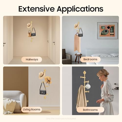Wall Mounted Metal Vertical Tree Branch Coat Rack, 6 Adjustable Hooks - Image 6
