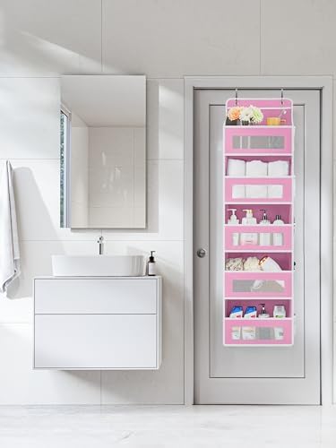 JARLINK Over the Door Organizer for Pantry, Bathroom, 5 Shelf Pink, 2 Pack - Image 3