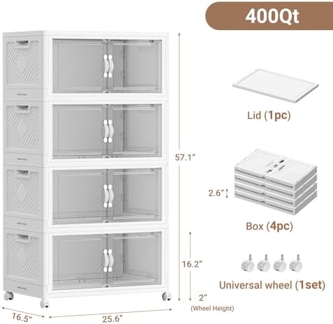 BROVIEW 400QT Large Stackable Storage Bins with Clear Doors, V20 4Pack - Image 2