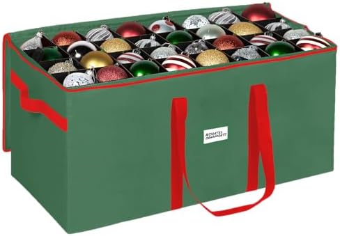 Christmas Ornament Storage Container,Box Stores Up to 128-3 inch ornaments, Adjustable Dividers, Large Organizer Bin to Protect and Store Holiday Décor - Green by HOLDN%E2%80%99STORAGE