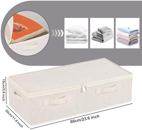 Underbed Storage Basket with PP Panel,23.6x11.8x5.9in,Beige,3 Pack - Image 6