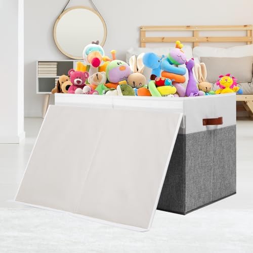 Large Toy Storage Box with Lid, Toy Chest Bin Boxes Basket with Dividers - Image 3