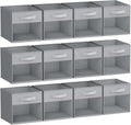 DIMJ Storage Cubes, Cube Oganizer Bin, 12 Pack Foldable Containers with Window, Closet Storage Bins with Handle, 12x 12 inch Storage Boxs for Clothes, Toys, Books (Grey) by DiMJ