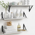 White Floating Shelves 24 inches Long Set of 3, 24 x 8 Inch Bathroom Wall Shelves Over Toilet for Towels, Modern Wood Mounted Storage Shelf for Bedroom Living Laundry Room Kitchen Office Closet by Forbena