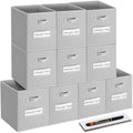 11x11 storage cube bins (Set of 10) Foldable Fabric storage cubes with 10 Labels Window Cards & a Pen,11 inch cube storage bin,Closet Organizers for Shelves,Cubby Organizer Boxes,Light Grey by Artsdi