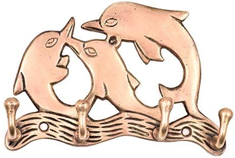Indian Shelf 1 Piece Dolphin Gold Brass Wall Hooks for Bags Keys & Coats by IndianShelf