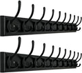WEBI Coat Rack Wall Mount,38 1/4" Long,10 Hooks Coat Hooks Wall Mounted,Bamboo Coat Hanger Wall,Hook Rack,Jacket Hooks for Hanging Coats,Clothes,Hats,Entryway,Black,2 Packs by WEBI