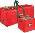 StorageRight Christmas Tree Bag & Ornament Storage Box 2Pcs Set, Waterproof 9 Ft Tree Storage & 64-Compartment Organizer with Dividers, Tag Pockets & Handles, Heavy-Duty Xmas Decor Containers, Red by StorageRight