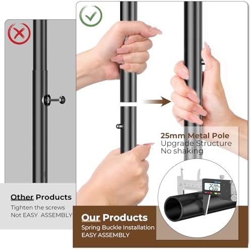 HYSEYY Heavy Duty Clothes Rack, Rolling Clothing Rack With Shelves Load 620 LBS, Double Rod Clothing Racks for Hanging Clothes, Portable& Adjustable Clothes Rack with Wheels,Black - Image 5