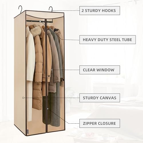 STORAGE MANIAC Garment Bags for Hanging Clothes, 57-Inch, Beige, 2-Pack - Image 4