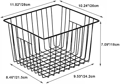 SANNO Freezer Storage Baskets, Pantry Storage Wire Basket Organizer Bins Refrigerator Bin with Built-in Handles for Cabinets, Pantry, Closets, Bedrooms - Set of 4 Black, Black,11"x 10" - Image 7