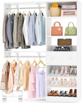 Closet System with Drawer - Reversible 5FT Wood Closet Organizer System with 2 Hanging Rods and Adjustable Shelf, Walk In Closet Organizers with Shoe Rack, Built-In Garment Rack Clothes Rack, White by Besiost