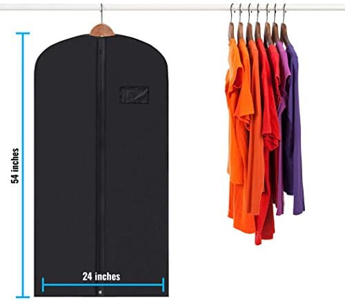 Plixio Garment Bags Suit Bag for Travel and Clothing Storage of Dresses, Dress Shirts, Coats— Includes Zipper and Transparent Window (Black - Mixed Sizes: 100 Pack) - Image 3