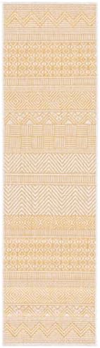 SAFAVIEH Washable Rug Outdoor Courtyard Collection - 2'3" x 8' Runner, Beige & Gold, Non-Shedding & Easy Cleaning, Ideal for Patio, Entryway, Mudroom, Hallway, Kitchen (CY8196-56012) by Unknown