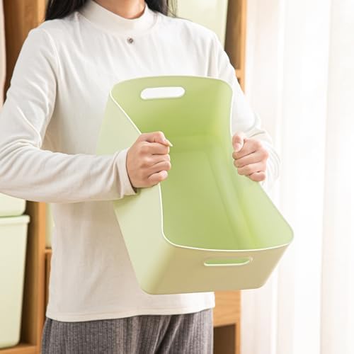 4 pack large plastic White storage bins with Lids, Toy Box Chest with Handle，Organizer Containers Baskets for Baby,Nursery，Shelves，Playroom, Bedroom，Office,Closet，home (Light Green, 4M) - Image 3