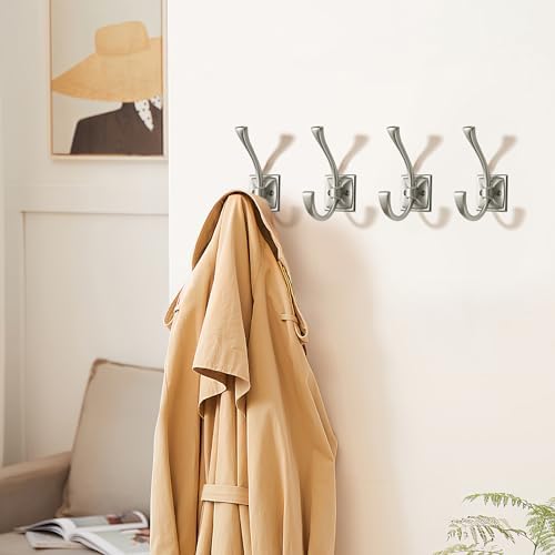 khtumeware Wall Hooks,10 Pack Coat Hooks Hardware Towel Hooks for Hanging Coats Matte Brushed Nickel Robe Hooks Wall Mounted with Screws for Key, Towel, Bags, Cup. - Image 3