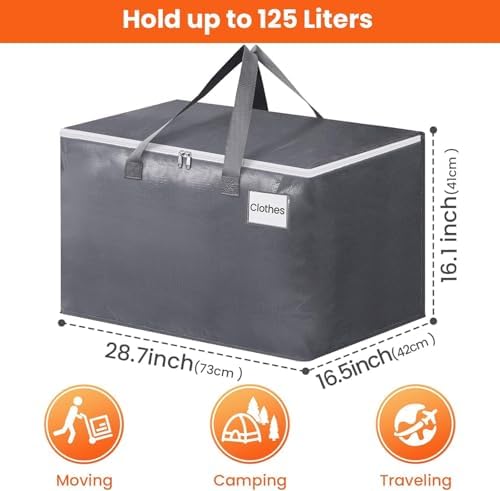 BlissTotes Large Moving Boxes and with Zippers & Handles Moving Supplies with lids, Heavy Duty Totes for Storage Bags for Space Saving, Fold Flat, Moving and Storing, 10 Pack - Image 2