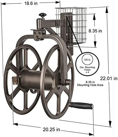Liberty GARDEN 712 Single Arm Navigator Multi-Directional Garden Hose Reel, Holds 125-Feet of, 5/8-Inch, Bronze - Image 6