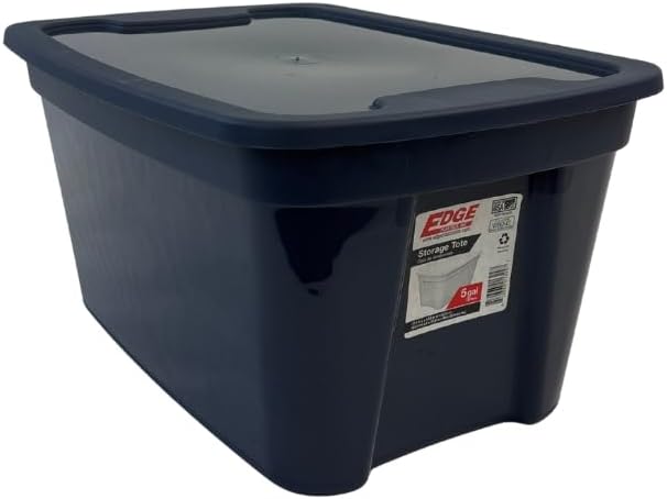 Edge Plastics Classic Storage Tote, durable storage in for home or garage with secure snap lid designed for stacking (6, Ink, 5 Gallon) by EdgePlastics