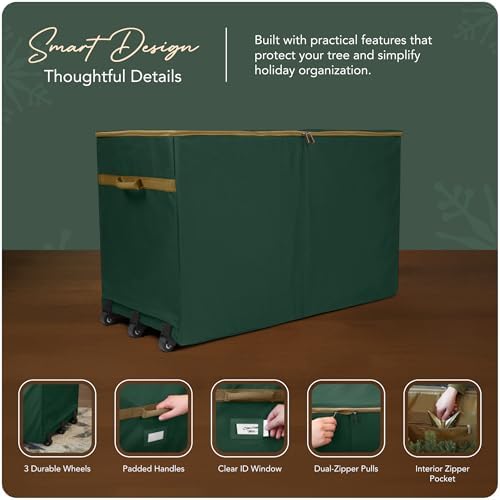 Covermates Christmas Tree Structured Rolling Storage Bag, Green - Image 4