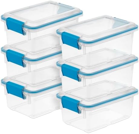 Sterilite Gasket Storage Box with Lids for Home & Office, 7.5 Quart, 6-Pack by Sterilite