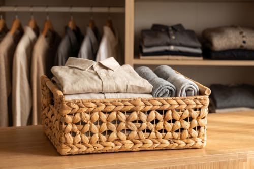 NAYA 16.5" Water Hyacinth Large Wicker Shelf Basket with Handles - Image 5