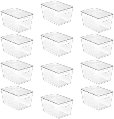 Vtopmart 12 Pack Clear Stackable Storage Bins with Lids and Handles, Large by Vtopmart