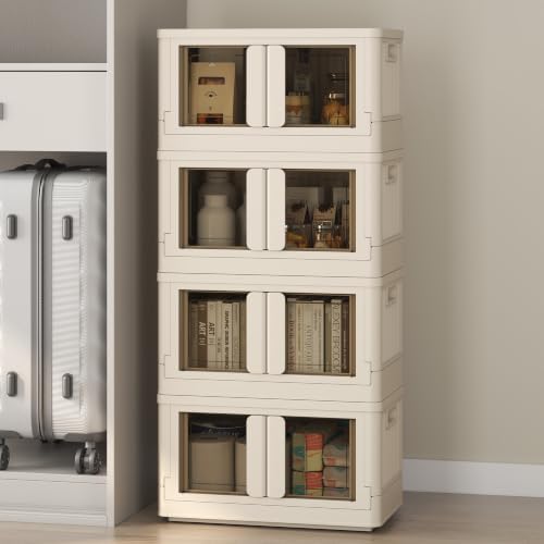FLEXIMOUNTS 150 QT Stackable Plastic Storage Bins With Lids, Milky White by FLEXIMOUNTS
