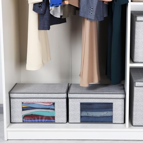 Univivi Fabric Storage Bins with Lids for Closet, 4 Pack, Grey - Image 6