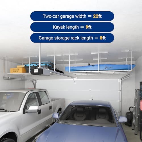 FLEXIMOUNTS 4x8 Overhead Garage Ceiling Storage Rack Organization, White - Image 4
