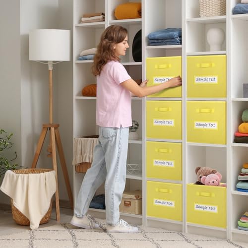 13x13 storage cube bins (Set of 10) Foldable Fabric storage cubes with 10 Labels Window Cards & a Pen,13 inch cube storage bins,Closet Organizers for Shelves,Cubby Organizer Boxes,Dark Yellow - Image 5