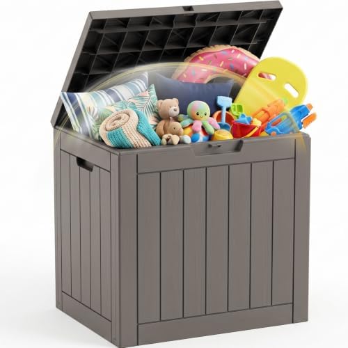 EFU Outdoor Storage Box 42 Gallon Deck Box, Waterproof Resin, Black by EFU
