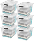 IRIS USA 54 Qt Storage Bins with Lids, 6 Pack, Dividers, Clear/White by IRISUSA