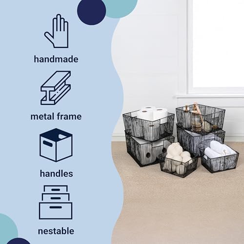 happimess Sutton 6-Piece Nesting Mild Steel Storage Baskets 16", Black - Image 3