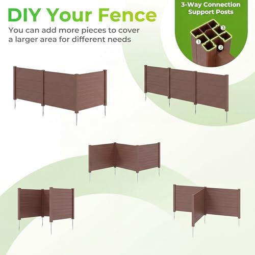GIANTEX No-Dig Air Conditioner Fence, 3 Panels, 48''W x 36''H, Brown - Image 5