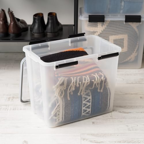 IRIS USA 4-Pack 32 Qt Storage Bins with Gasket Lids, Clear/Black - Image 5