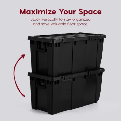 IRIS USA 2-Pack 32 Gal Heavy Duty Rolling Storage Totes with lids, Black - Image 5