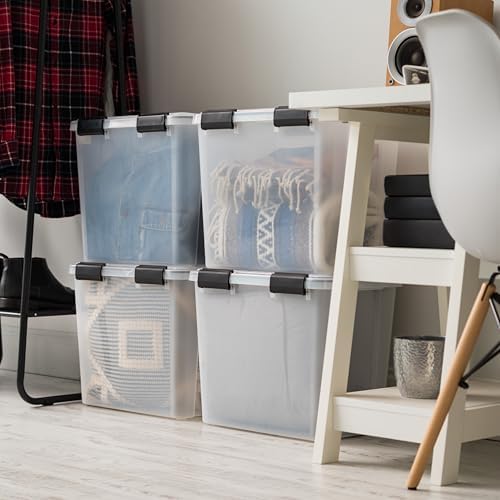 IRIS USA 4-Pack 32 Qt Storage Bins with Gasket Lids, Clear/Black - Image 3