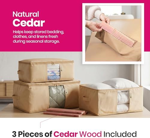 Storage Bags for Comforter, Clothes & Bedding Sets With Cedar Protection - Image 4