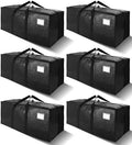 6 Pack Heavy Duty Extra Large Moving Bags W/Backpack Straps - Strong Handles & Zippers, Storage Totes For Space Saving, Fold Flat, Alternative to Box and Bin (40 gal, Black) by VELVETSURE