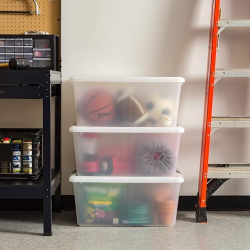 IRIS USA 5-Pack 68 Qt Stackable Storage Bins with Lids, Clear - Image 3