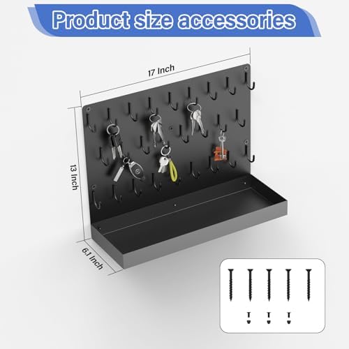 Key Holder for Wall, Metal Key Rack with 26 Hooks, 17" x13" Wall Mounted Key Hooks, Black Key Hanger for Garage, Car Dealer, Office, Hotel, Real Estate - Image 3