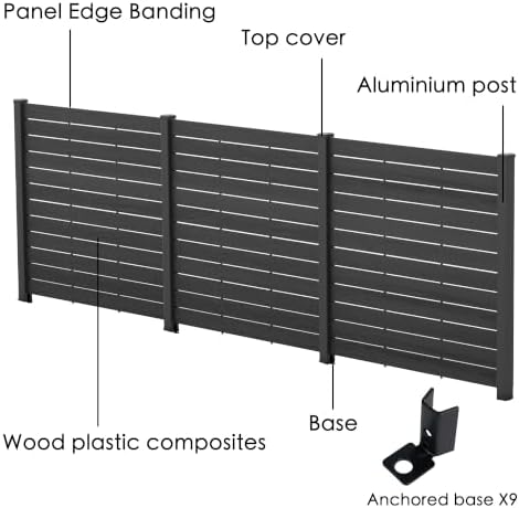 Kozyard 50" W x 48" H Privacy Screens Fence Panel Specifically for Hard Surfaces, Aluminum Post, Air Conditioner Fence Panels, Pool Equipment Enclosure, Trash Can Screens Fence with Anchored Base - Image 2