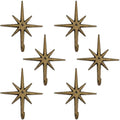 6 Pack Cast Iron Atomic Starburst Wall Hooks, Gold Mid Century Modern Coat and Towel Hooks for Entryway, Bathroom, Kitchen, Bedroom, Decorative Vintage Style Star Hooks by Nyuemystery