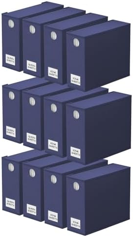 SpaceAid 12 Pack Bed Sheet Organizers and Storage, Foldable Linen Closet Organizer, Set Folder Keeper With Window XL (Queen & King Size) Bedding Container (Navy Blue) by SpaceAid