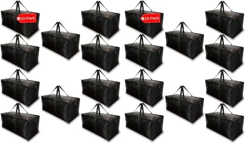 BAG-THAT! 10 - Pack Heavy Duty Large Moving Bag with Strong Zipper and Comfortable Handles Durable & Sturdy Large Storage Bags Totes Bins Packing Moving Boxes College Supplies for Packing (Pack of 2) by BAGTHAT