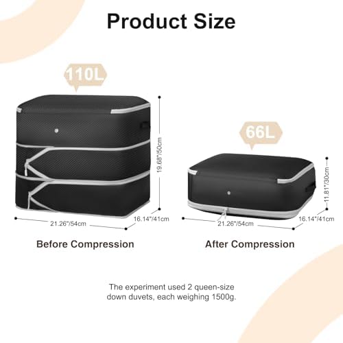 Comforter Storage Bag - Large Capacity Blanket Storage Bags 3-Layer Ultra Space Saving Self Compression Organizer, Washable Compression Bags for Storage Comforter Blanket, 6-Pack, Black - Image 2