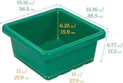ECR4Kids Stackable Square Bins with Non-Snap Lids, Multipurpose Organization, Green, 2-Pack - Image 2