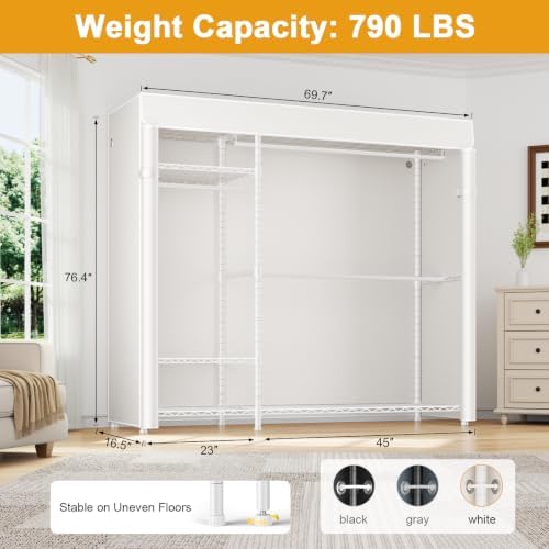 ULIFHOME Clothes Rack with Cover Covered Clothing Racks for Hanging Clothes - Image 4